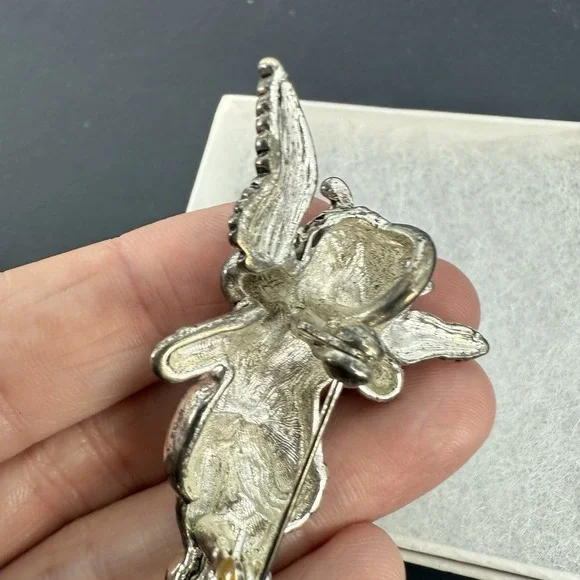 SILVER TONE SLIDE PENDANT PIN CHERUB ANGEL CUPID'S BOW ARROW SCARF CLIP NEW - Picture 8 of 8